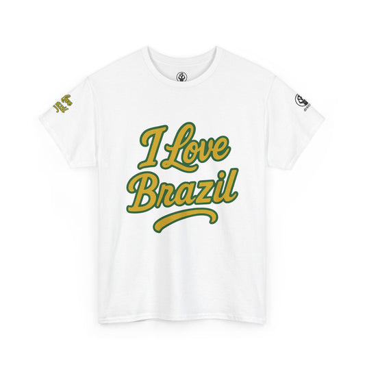 🇧🇷 Brazil Men’s Heavy Cotton Tee – “I Love Brazil” Edition