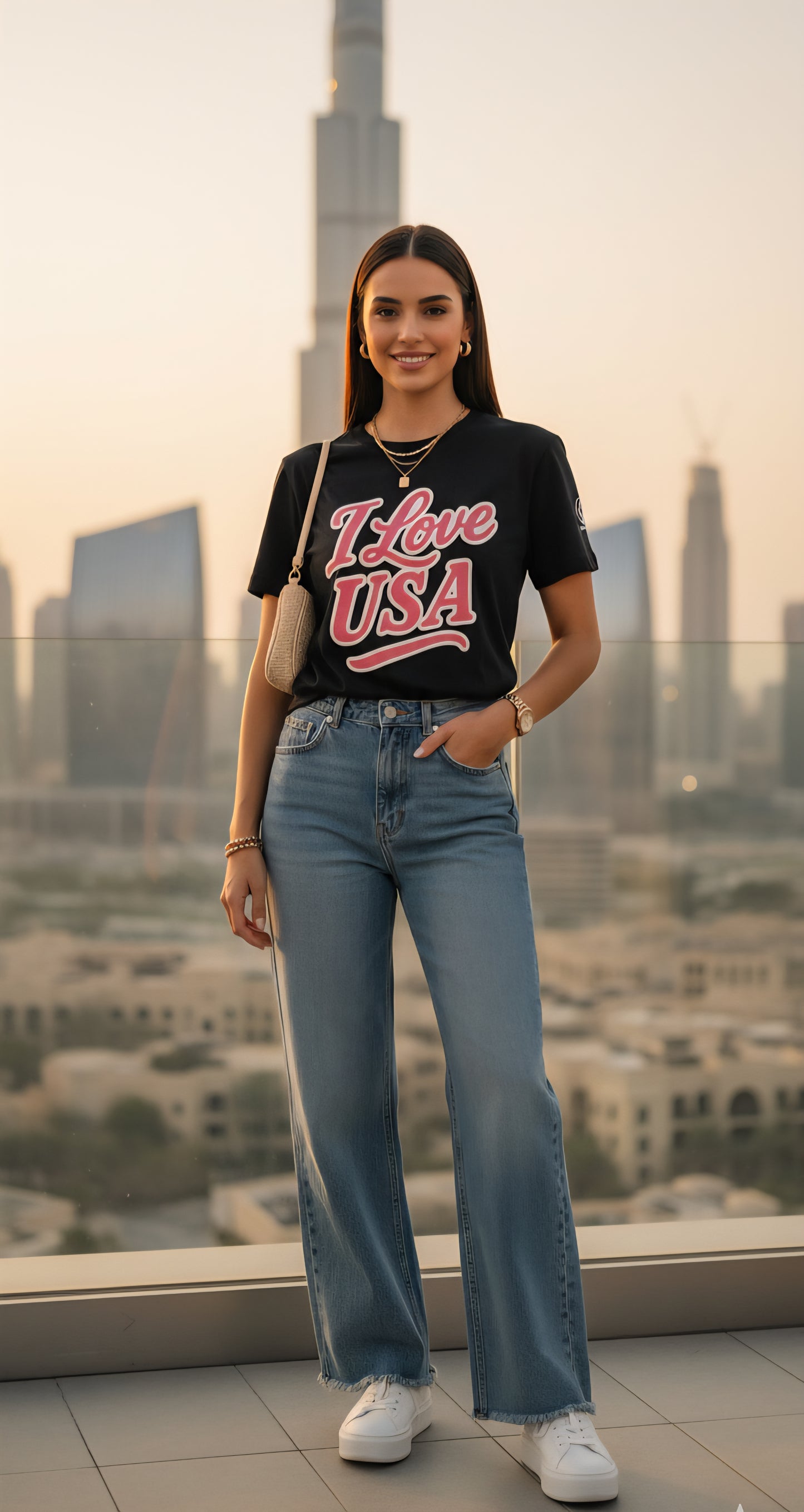 🇺🇸 USA Women’s Jersey Short Sleeve Tee – “I Love USA” Edition