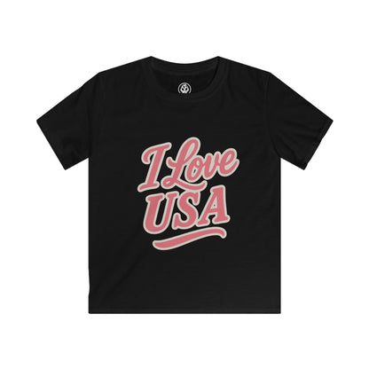 🇺🇸 USA Kids Softstyle Tee – “I Love USA” Edition