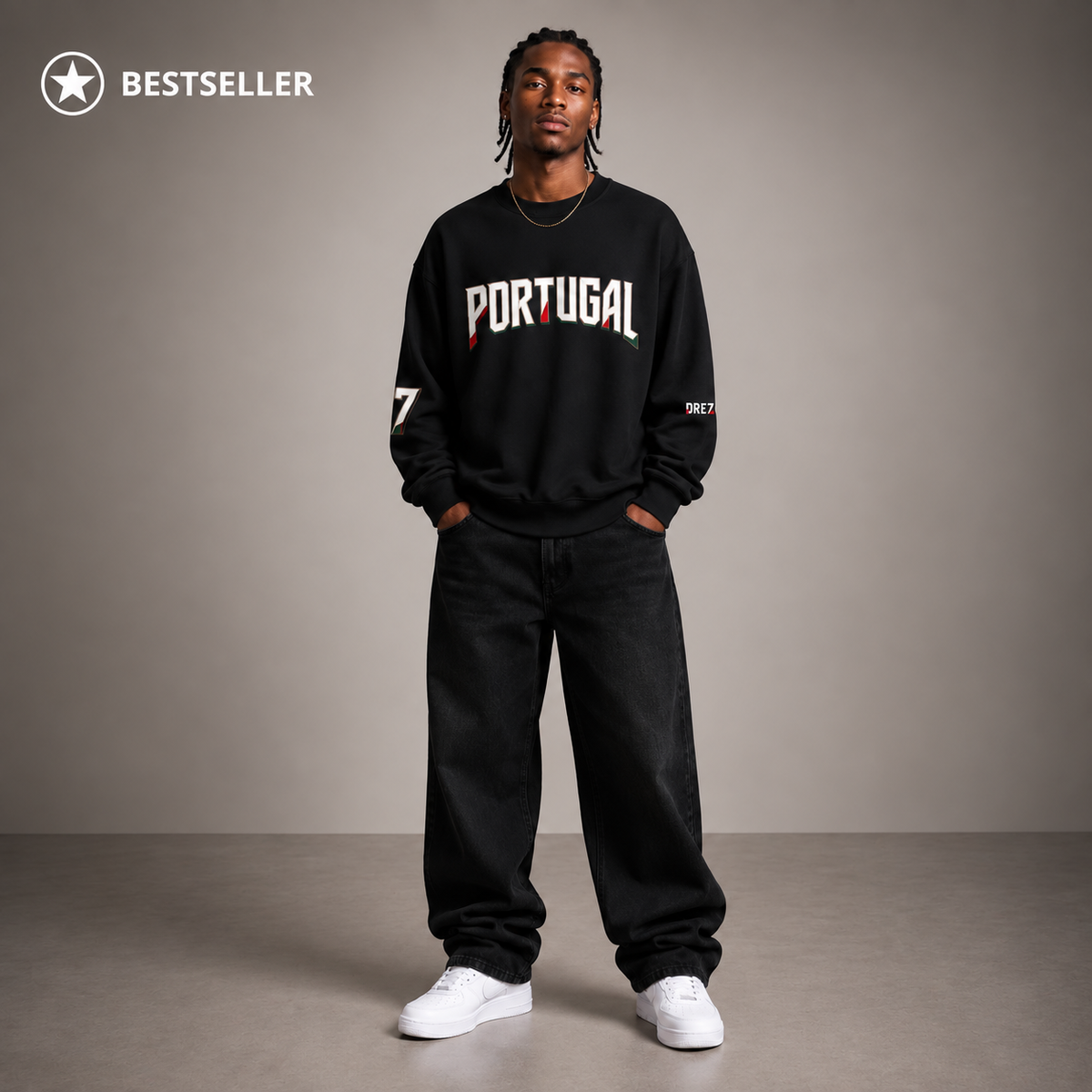 PORTUGAL NUMBER 7 TYPOGRAPHY UNISEX CREWNECK