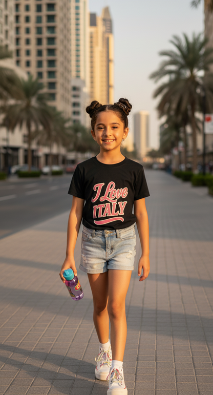 .  🇮🇹 Italy Kids Softstyle Tee – “I Love Italy” Edition