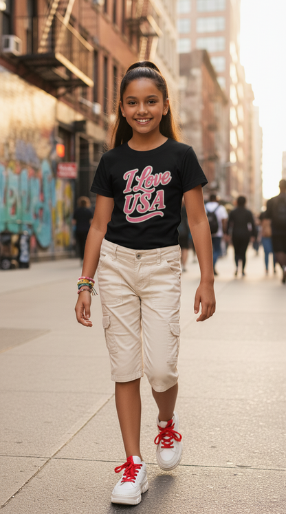 🇺🇸 USA Kids Softstyle Tee – “I Love USA” Edition
