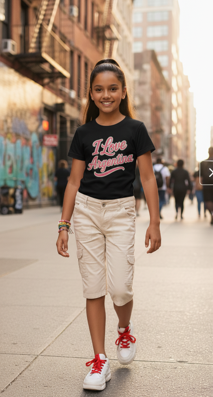 🇦🇷 Argentina Kids Softstyle Tee – “I Love Argentina” Edition
